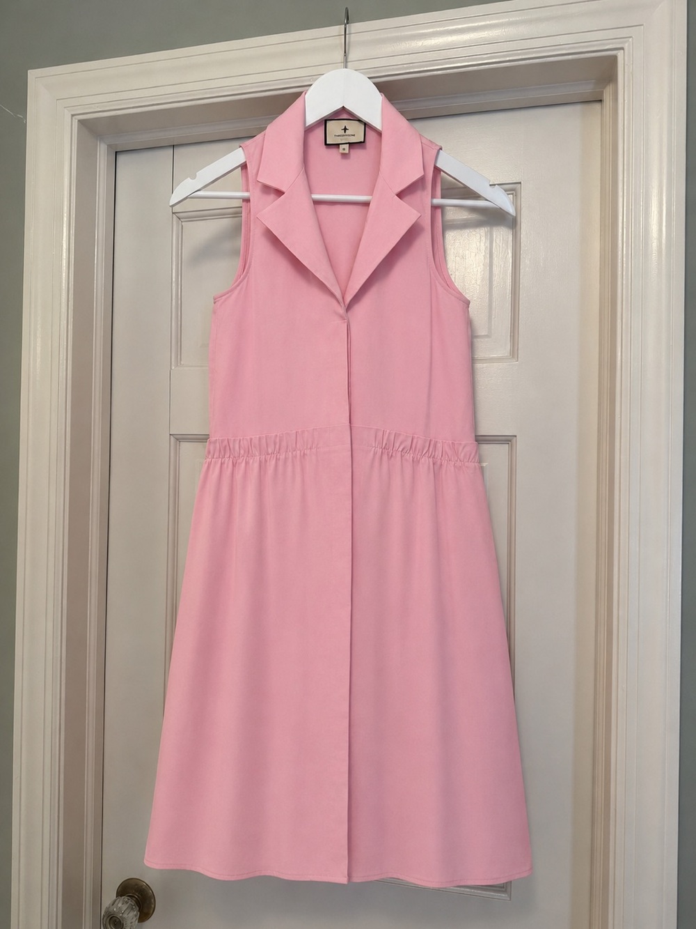Tuckernuck Sleeveless Pink Collared Mini Shirt Dress